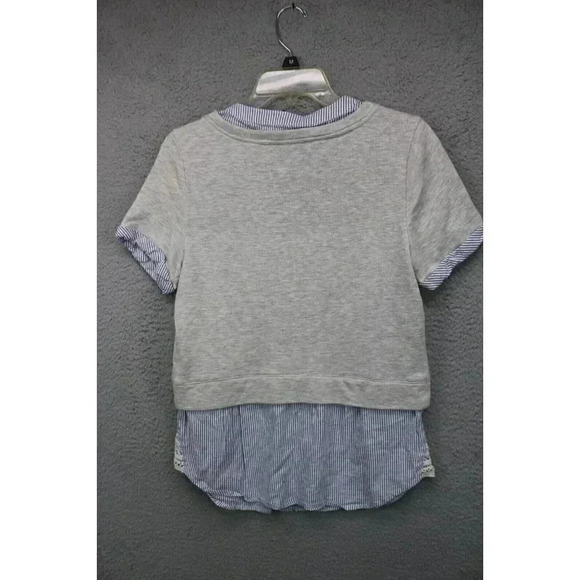 Anthropologie Women's Top-Size XS-Gray and White Stripes-Layered - Picture 7 of 8